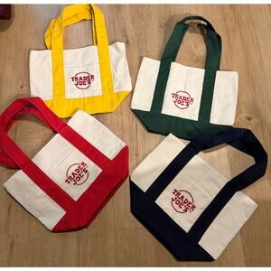 Trader Joes LIMITED EDITION Mini Canvas Tote Bags Set of 4 NWT